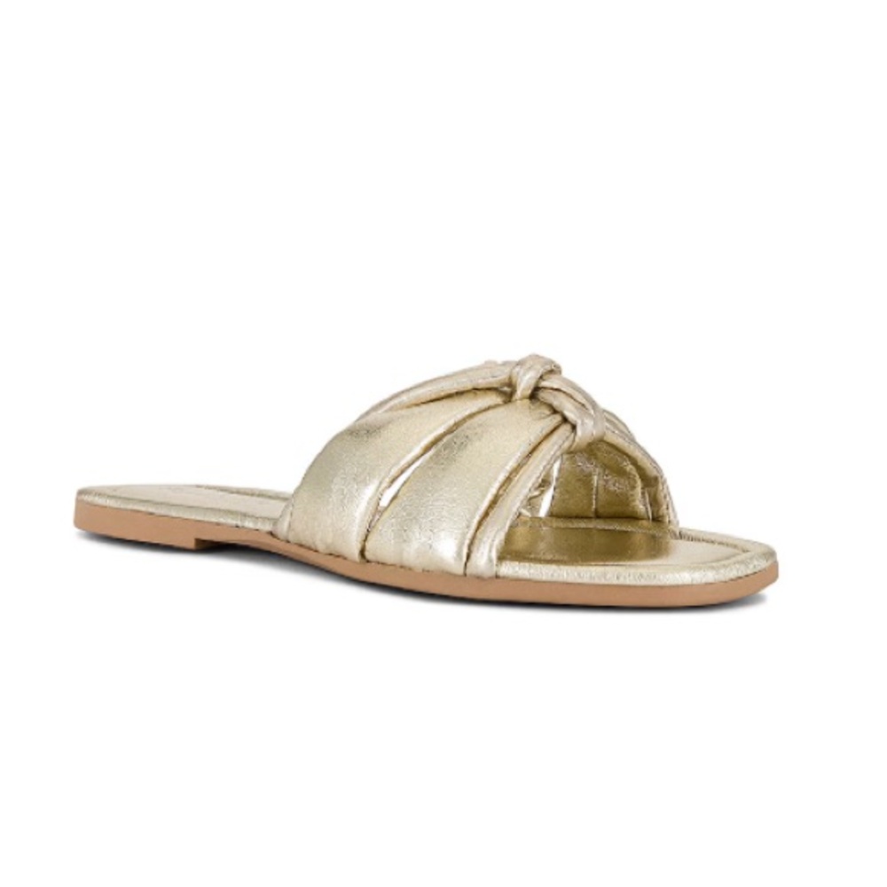 Seychelles Shades of Cool Flat Sandal Gold NWT Size 7.5
